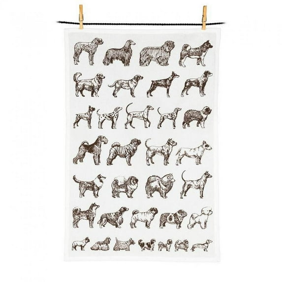 Set of 2 Dog Outline Motif Tea Towel