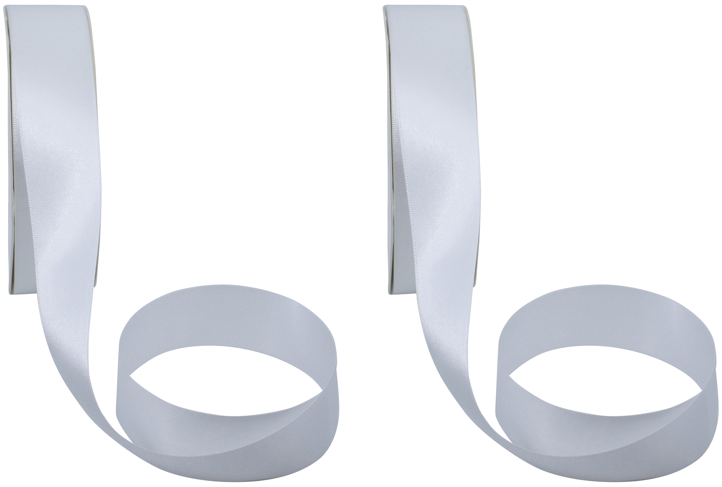 Set of 2 Double Faced Satin Ribbon 100 Yards (1 1/2", Pearl Ivory)