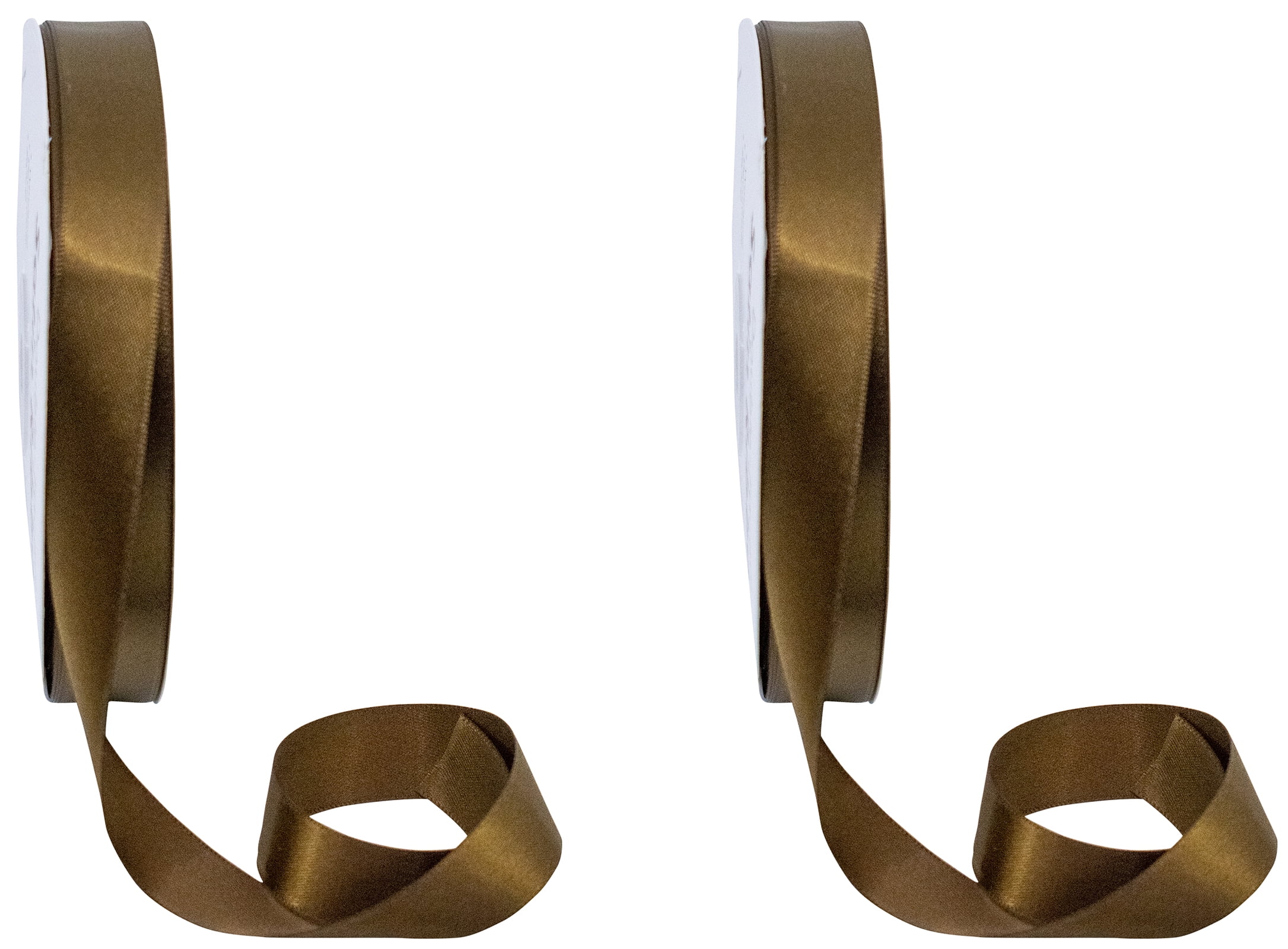 Set of 2 Double Faced Satin Ribbon 100 Yards (3/4", Brown)