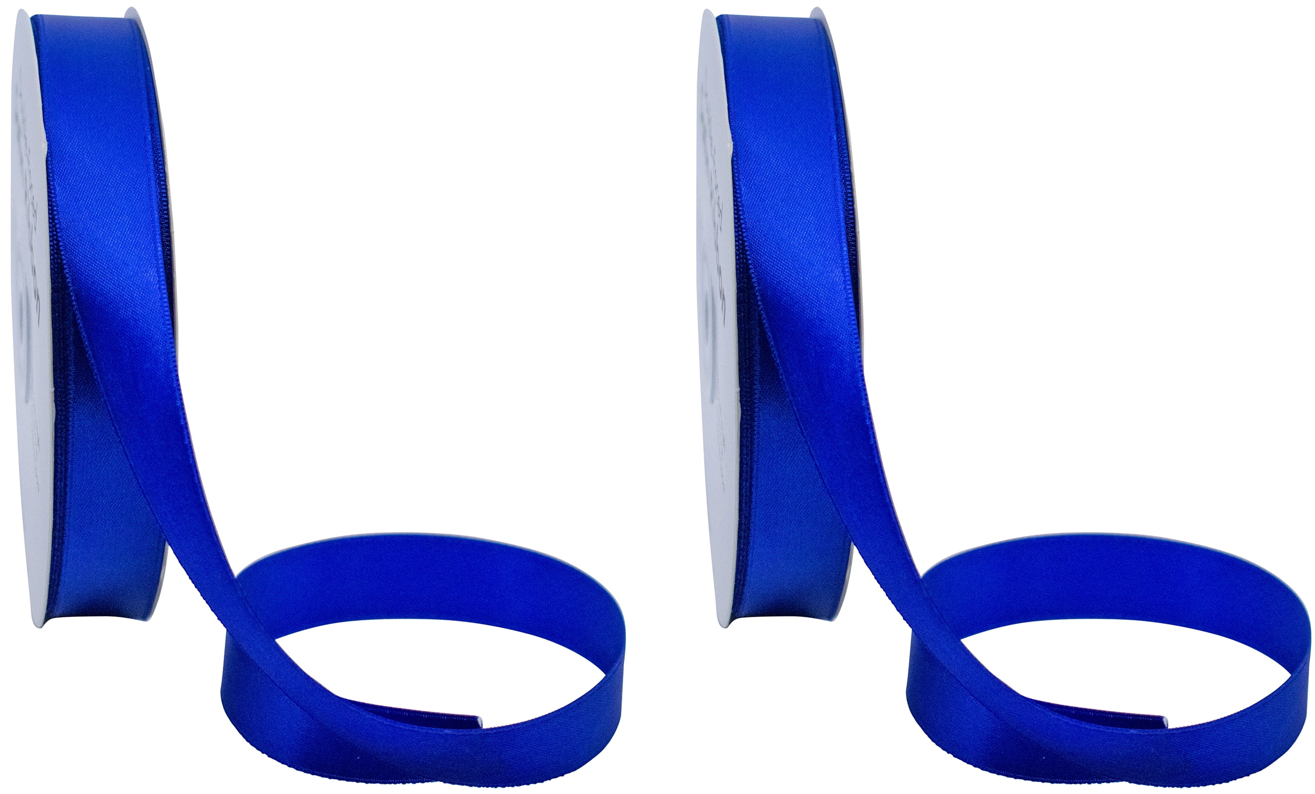 Set of 2 Double Faced Satin Ribbon 100 Yards (3/4", Royal Blue)