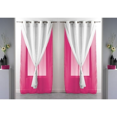 Set of 2 Double Layered Sheer Curtain Panel Grommet ROBIN