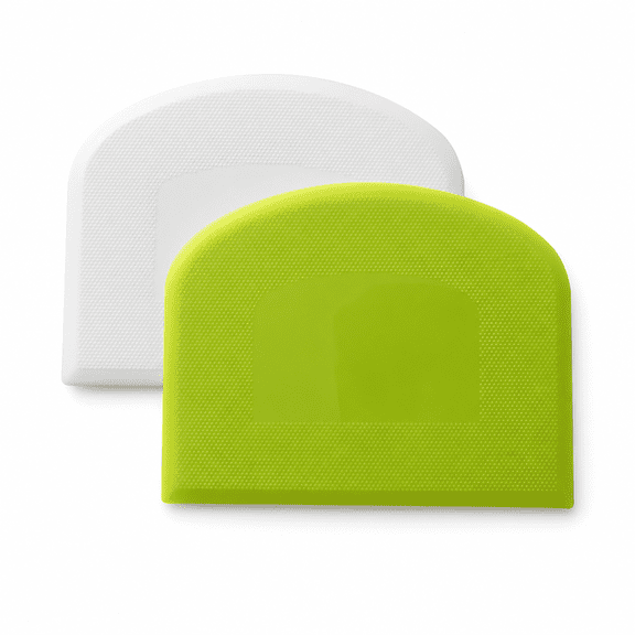 Set of 2 Dough Scrapers Bowl Scraper Plastic Pastry Bread Dough Cutter Flexible Cutter Chopper Home Kitchen Tools Bakeware for Baking(Green+White)