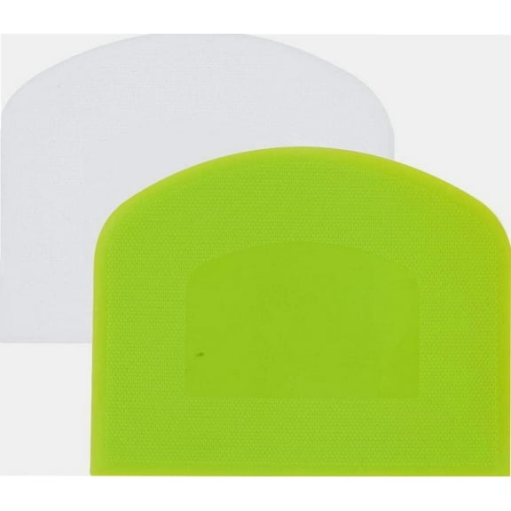 Set of 2 Dough Scrapers Bowl Scraper Plastic Pastry Bread Dough Cutter Flexible Cutter Chopper Home Kitchen Tools Bakeware for Baking(Green+White)