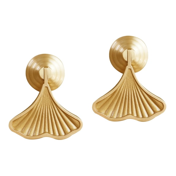 LITINKIMI Ginkgo Leaf Dresser Knobs, Golden Decorative Wardrobe Handles, 2 Pieces, Stylish Cabinet Drawer Pulls