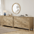 thumbnail image 1 of Set of 2 Dressers with 14 Drawers, Large Dresser TV Stand for Living Room Kids Room, Oak, 1 of 6