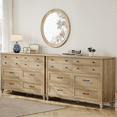 thumbnail image 1 of Set of 2 Dressers with 16 Drawers, Large Dresser TV Stand for Living Room Kids Room, Oak, 1 of 7