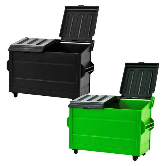 Set of 2 Dumpster's for WWE & AEW Wrestling Action Figures: Black & Green