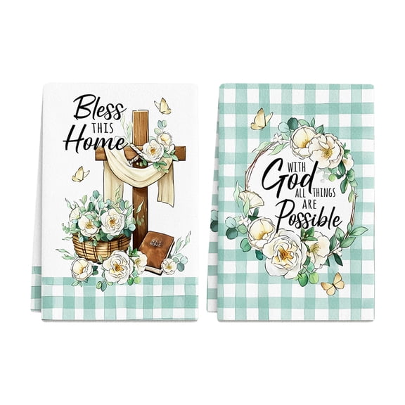 Set of 2 Easter Kitchen Towels – Polyester Tea Towels for Cooking, Baking & Holiday Decor – Soft, Absorbent & Reusable Hand Towels