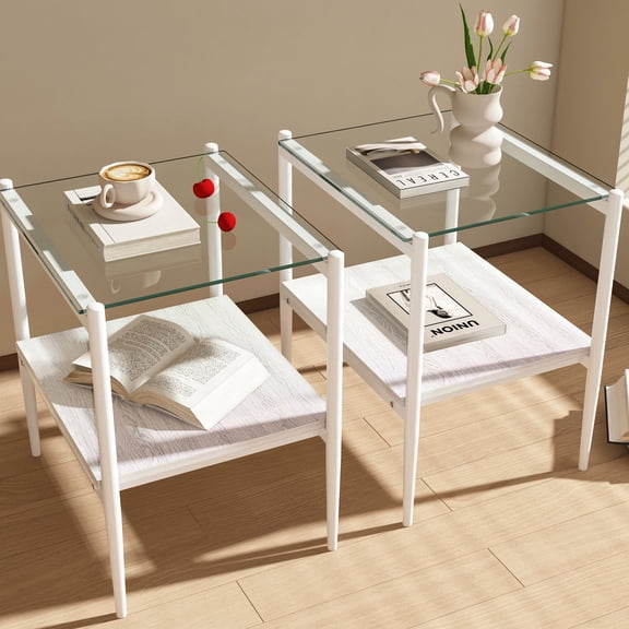 Set of 2 - Easy - to - clean Tempered Glass - Living Room Entertainment - Low - maintenance