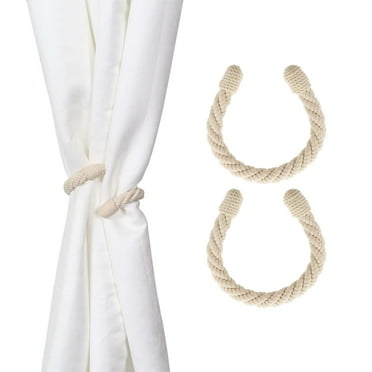 Set of 2 Elegant Rope Curtain Tiebacks – Decorative Holdbacks for Drapes in Ecru – Perfect for Living Room, Bedroom or Office Decor