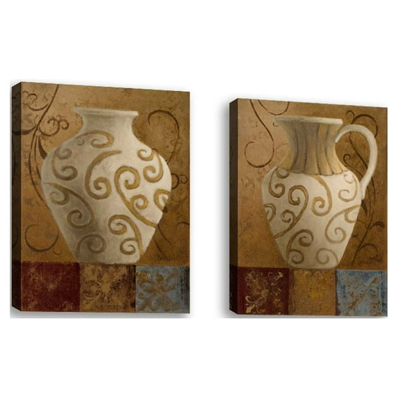 Set of 2 - Elegant Vessel II - Contemporary Fine Art Giclee on Canvas Gallery Wrap - wall décor - Art painting - 14 x 18 Inch - Ready to Hang