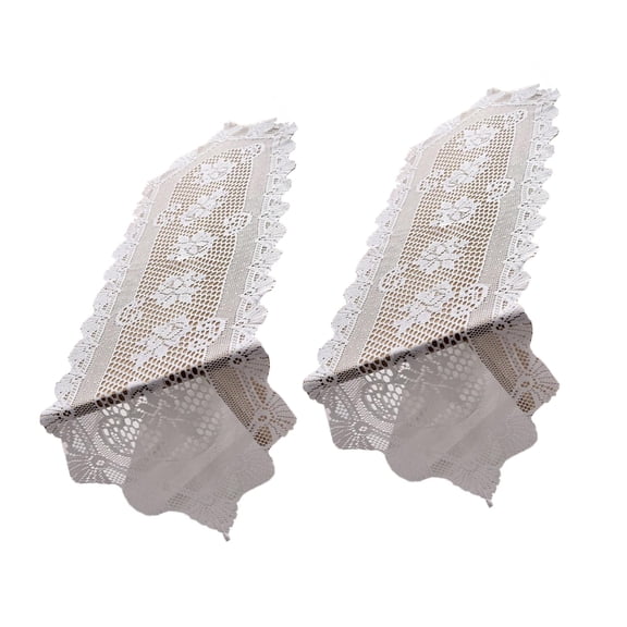 Set of 2 Elegant White Lace Crochet Table Dressers, Cotton Doilies Runner for Home Decoration, 45x13"