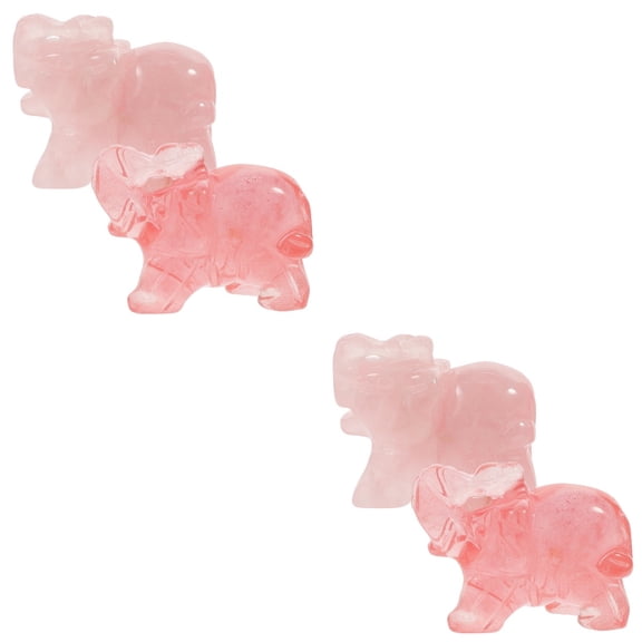 HEALEEP Stone Elephant Statue Pink Homeowners Home Decoration 4Pcs 1.57X0.98X0.79in