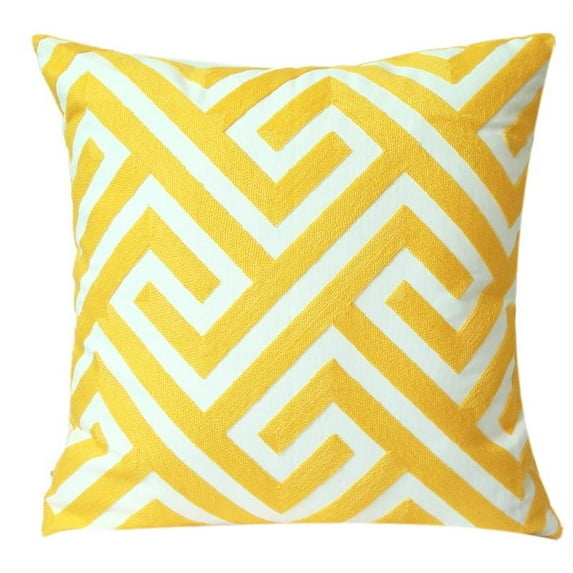 Set of 2 Embroidered Decorative Pillows Covers, Accent Pillows, Throw Pillows without Cushion Inserts Included 18x18 (Yellow)