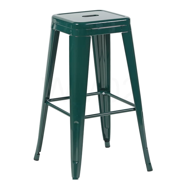 Emerald Green Kitchen Island Stools Set of 2, 30 Inch Metal Bar Stools Backless, Tool-Free Assembly, Sturdy Iron Frame for Home & Cafe