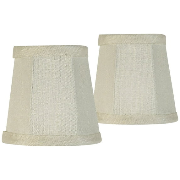 Set of 2 Empire Lamp Shades Cream Fabric Small 3" Top x 4" Bottom x 4" High Candelabra Clip-On Fitting