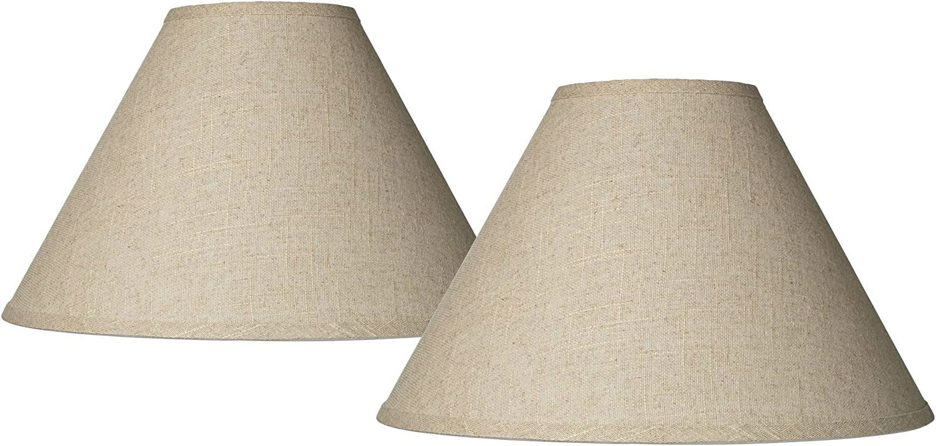 Set of 2 Empire Lamp Shades Fine Burlap Beige Large 6" Top x 17" Bottom x 11.5" High Spider with Replacement Harp and Finial Fitting -