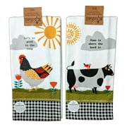 مجموعة من مناشف المطبخ 2 FARM CHARM Chicken &amp; Cow Terry من تصميمات Kay Dee