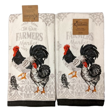 Kay Dee Designs Farmer's Market Chickens Kitchen Towels, 2 Count