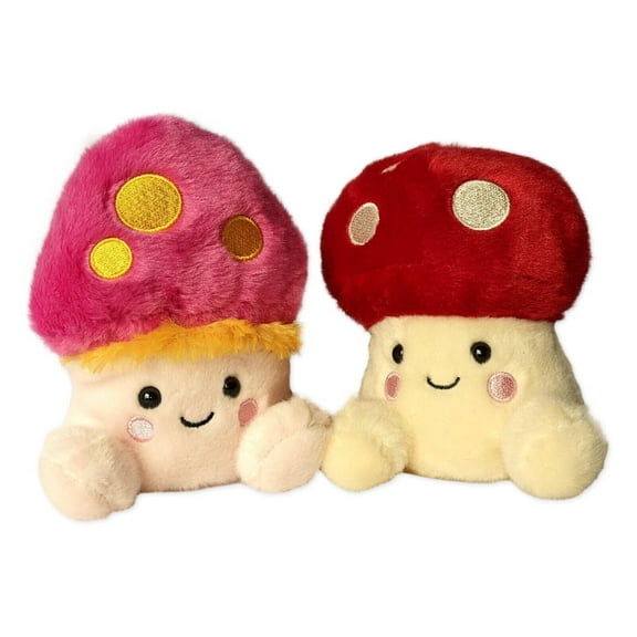 Set of 2 FAVIO MUSHROOM & AMANITA MUSHROOM Palm Pals 5" Stuffed Plush, Aurora