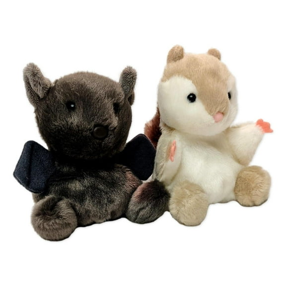 Set of 2 FLAPS FLYING SQUIRREL & LUNA BAT Palm Pals 5" Stuffed Plush, Aurora