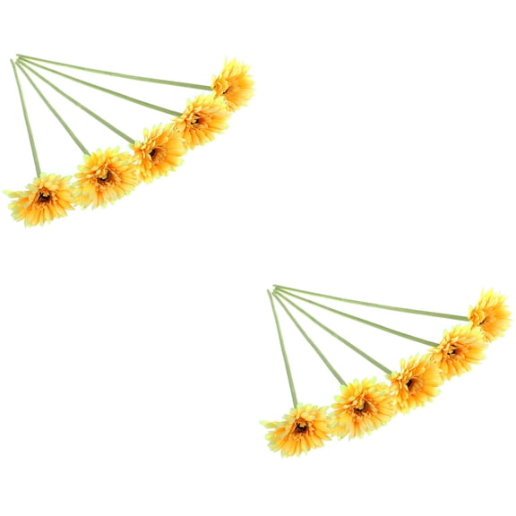 Set of 2 Fake Yellow Gerbera Ramekin Flowers for Home Decor Mother Baby
