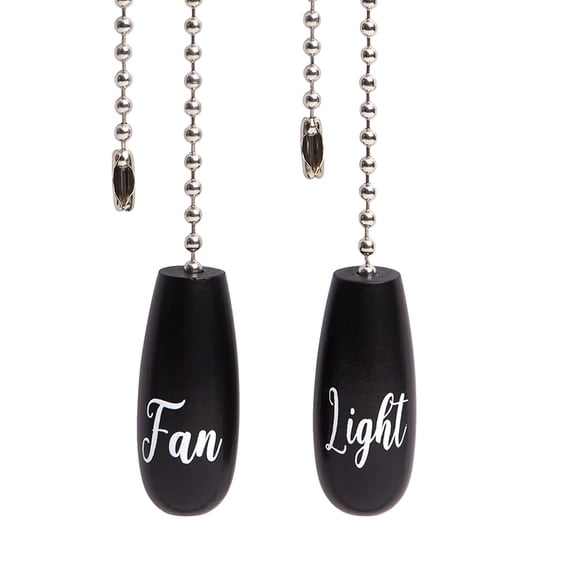Set of 2 Fan and Light Pulls - Black
