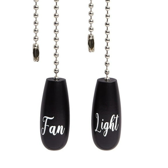 Set of 2 Fan and Light Pulls - Black