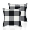 Farmhouse Buffalo Check Plaid Throw Pillow Covers, Set of 2, Black/White, 18x18 Inches