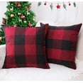 thumbnail image 1 of Set of 2 Farmhouse Buffalo Check Plaid Throw Pillow Covers Cushion Case Polyester Linen for Christmas Home Decor Burgundy and Black, 18 x 18 Inches, 1 of 6