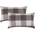 thumbnail image 1 of Set of 2 Farmhouse Buffalo Check Plaid Throw Pillow Covers Cushion Case Polyester Linen for Home Decor Brown and Cream, 12 x 20 Inches, 1 of 7