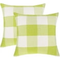 thumbnail image 1 of Set of 2 Farmhouse Buffalo Check Plaid Throw Pillow Covers Cushion Case Polyester Linen for Spring Home Decor Bright Green White, 20 x 20 Inches, 1 of 6