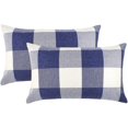 thumbnail image 1 of Set of 2 Farmhouse Buffalo Check Plaid Throw Pillow Covers Cushion Case Polyester Linen for Summer Home Decor Navy Blue and White, 12 x 20 Inches, 1 of 7