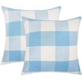 thumbnail image 1 of Set of 2 Farmhouse Buffalo Check Plaid Throw Pillow Covers Cushion Case Polyester Linen for Summer Home Decor Sky Blue and White, 18 x 18 Inches, 1 of 6