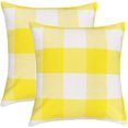 thumbnail image 1 of Set of 2 Farmhouse Buffalo Check Plaid Throw Pillow Covers Cushion Case Polyester Linen for Summer Home Decor Yellow and White, 16 x 16 Inches, 1 of 6