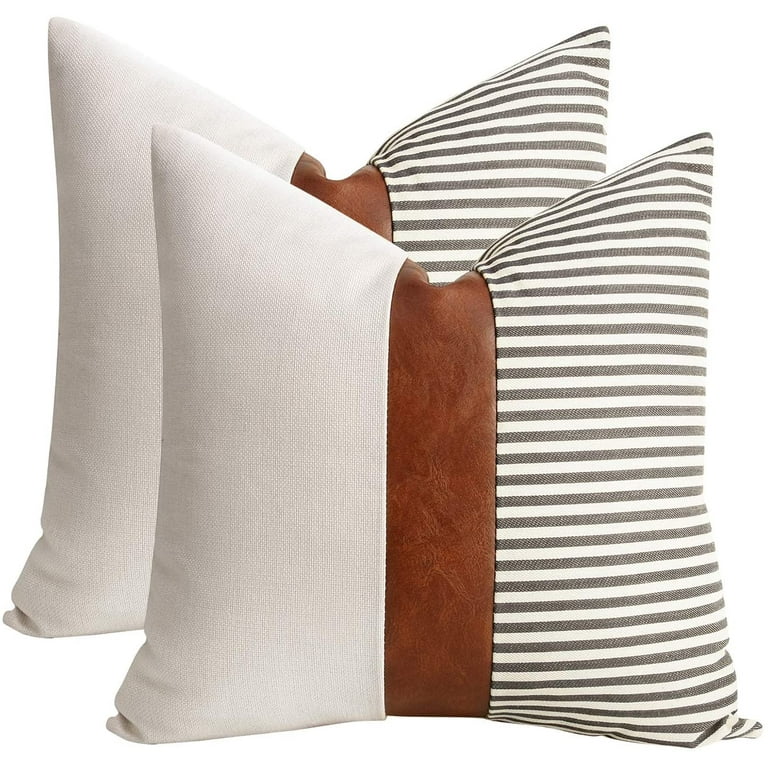 Genuine Leather Accent Pillows, Throw pillow 18X18 - SET OF 2