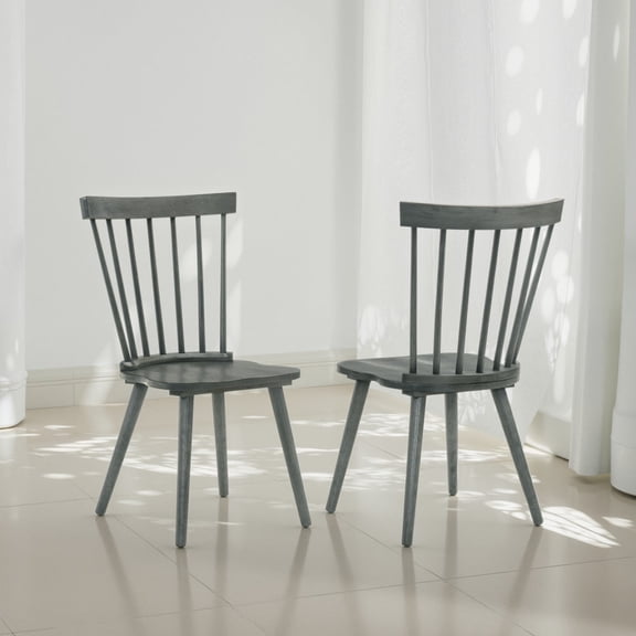 Set of 2 Farmhouse Dining Chairs Solid Wood Side Chairs for Kitchen Dining Room Easy Assembly Rustic Accent Chairs with Natural Finish
