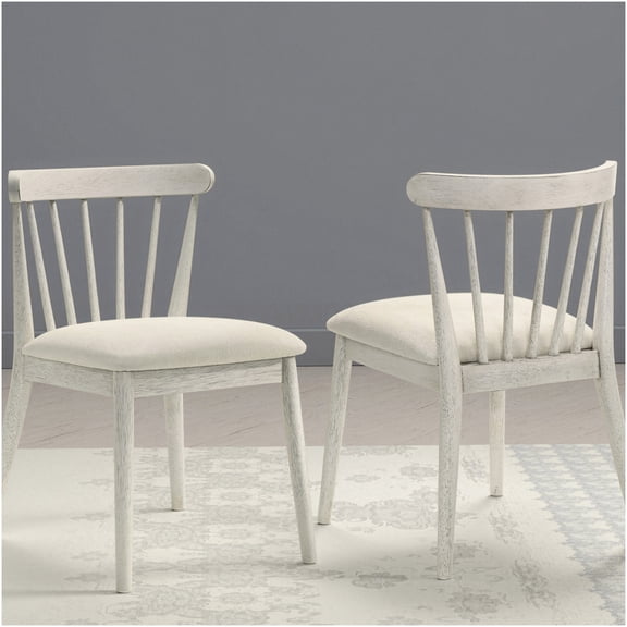 Set of 2 Farmhouse Dining Chairs in White, Solid Wood Side Chairs with Rustic Charm, Easy Assembly for Kitchen and Dining Room