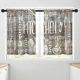 thumbnail image 1 of Set of 2 Farmhouse Kitchen Curtains Country Brown Wooden Window Short Tier Curtains Over Sink, White Doodle Rustic Vintage Small Kitchen Decor, 1 of 5