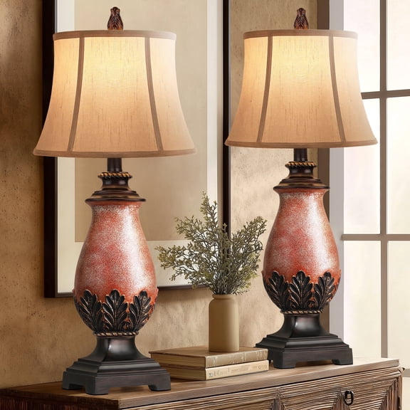 Set of 2 Farmhouse Rustic Table Lamps for Bedroom and Living Room Western Decor