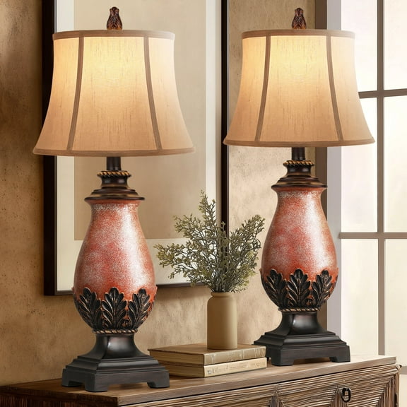 Set of 2 Farmhouse Rustic Table Lamps, 3-Color Temperature Dimmable for Bedroom and Living Room Western Decor