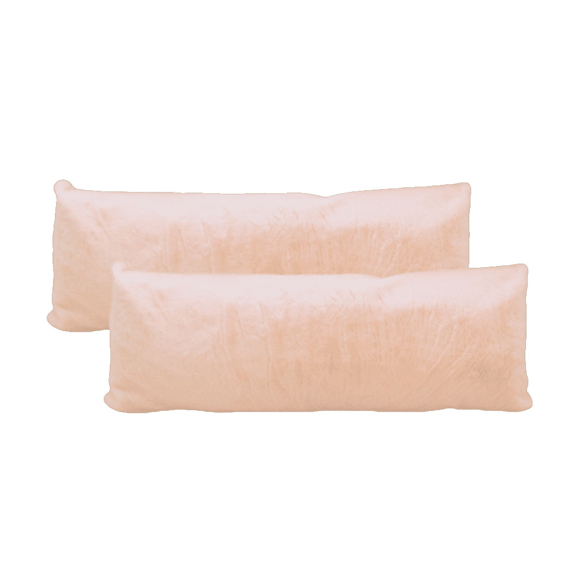 Set of 2 Faux Fur Lumbar Pillows with Adjustable Insert 14 x 34 Walmart