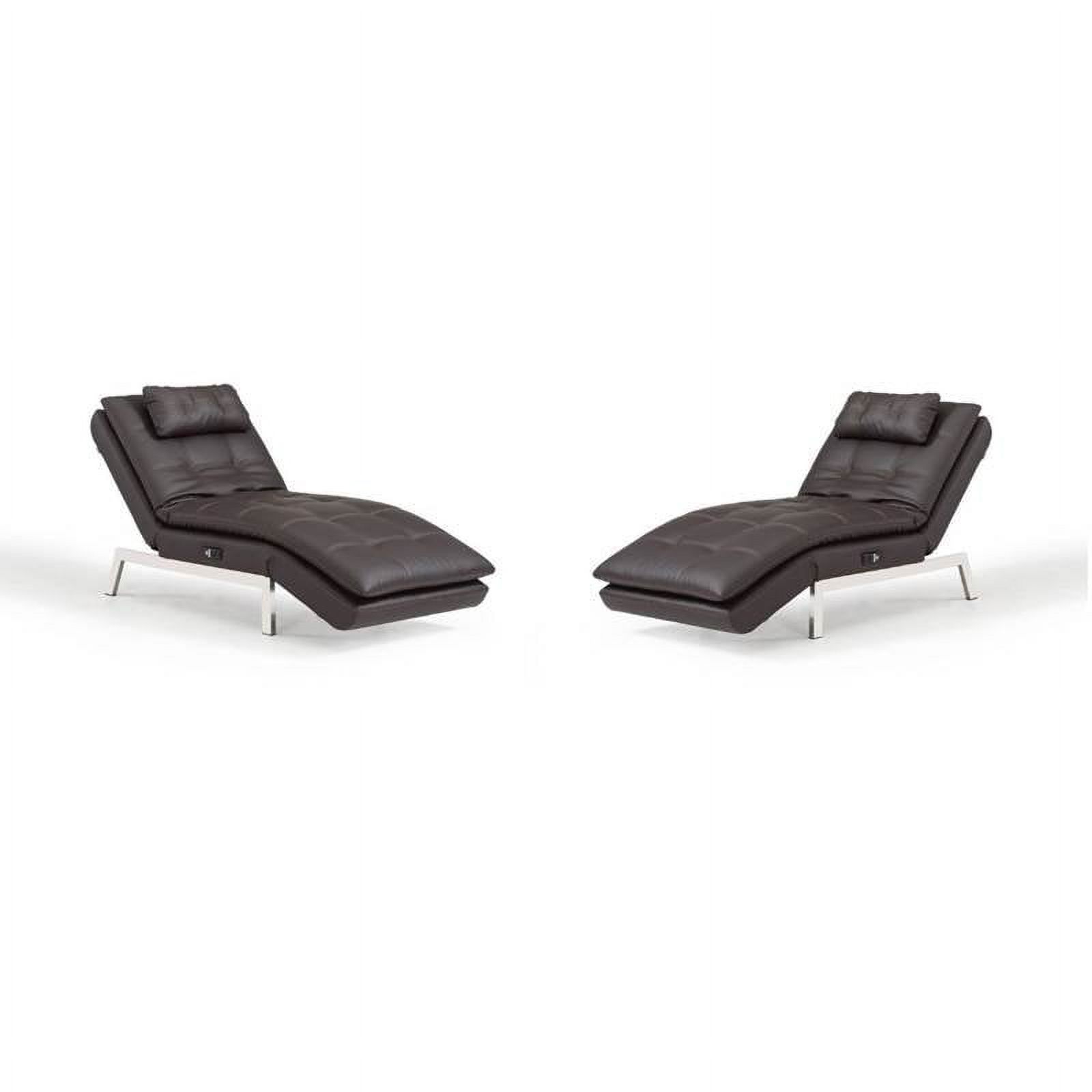 (Set of 2) Faux Leather Convertible Chaise Lounge in Brown