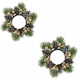 thumbnail image 1 of Set of 2 Faux Pine Cone Red Berry Candle Holder Wreath 7.87in Candle Ring for Christmas Desktop Holiday Decoration, 1 of 5