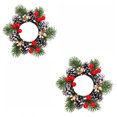 thumbnail image 1 of Set of 2 Faux Pine Cone Red Berry Candle Holder Wreath 7.87in Candle Ring for Christmas Desktop Holiday Decoration, 1 of 5