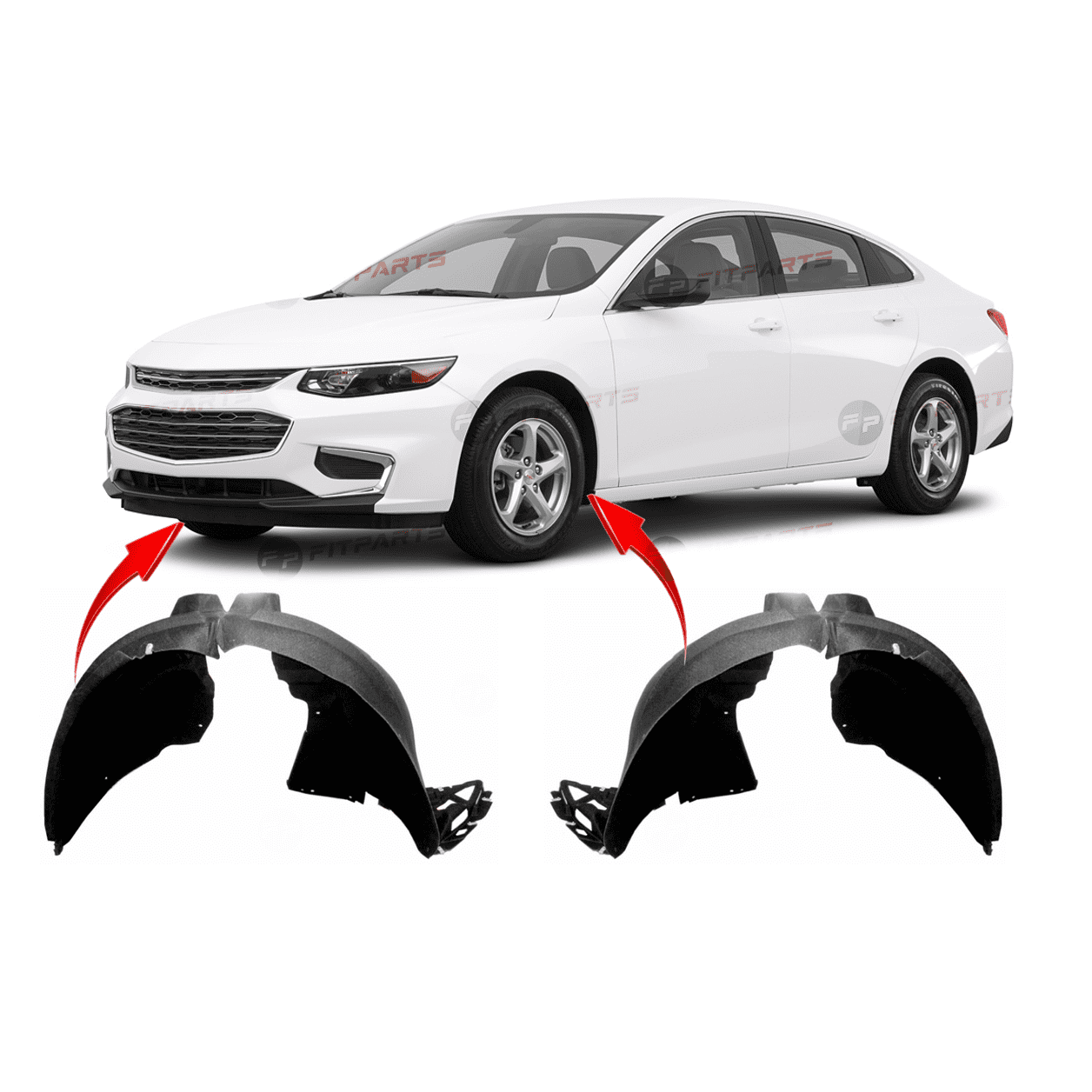 Chevrolet Malibu 2016-2018 Front Left & Right Plastic Fender 