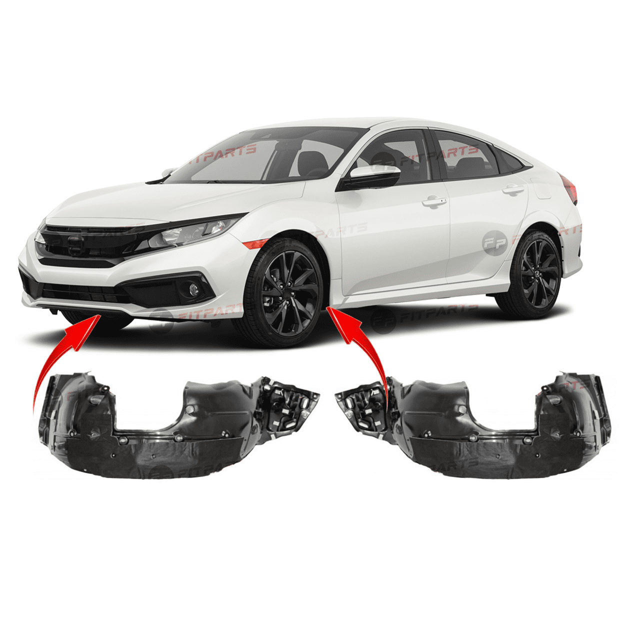 Set of 2 Fender Liners for Honda Civic 2019-2021 HO1248186 