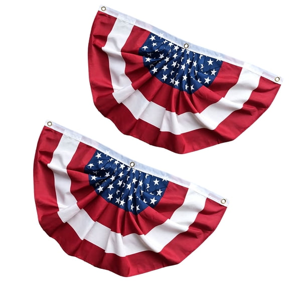 Set of 2 Festive Fan Flags Strong Polyester for Fence Porch Party Decor