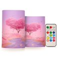 thumbnail image 1 of Set of 2 Flameless Candles Lights with Remote Control Flickering LED Candles Electric Candles for Home Decor Parties Pink Heart-shaped Tree, 1 of 7