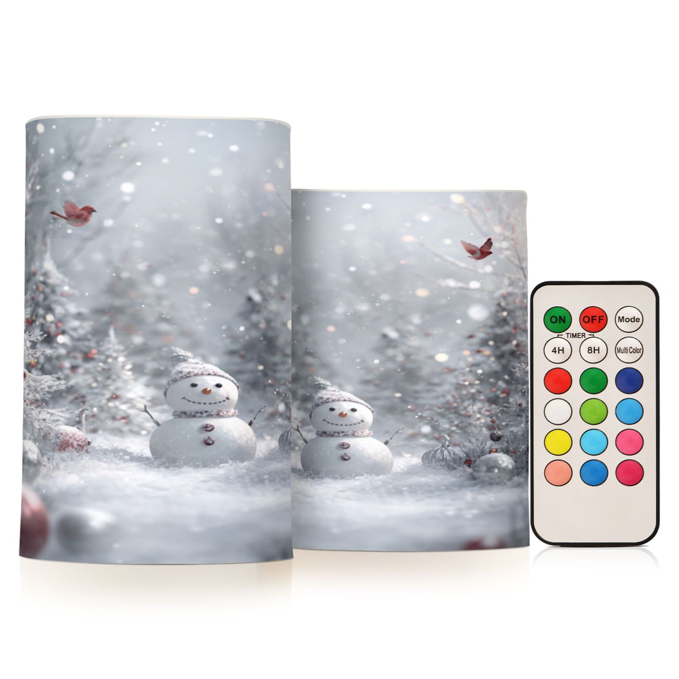 Set of 2 Flameless Candles Lights with Remote Control Flickering LED Candles Electric Candles for Home Decor Parties Snowy Winter Landscape